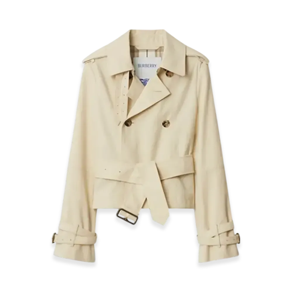 Burberry Cropped Cotton Blend Trench Jacket "Alpine"