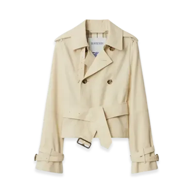 Burberry Cropped Cotton Blend Trench Jacket "Alpine"