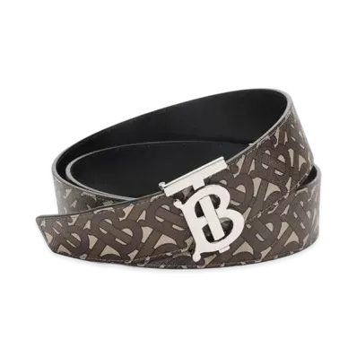 BURBERRY Monogram E Canvas Belt "Brown"