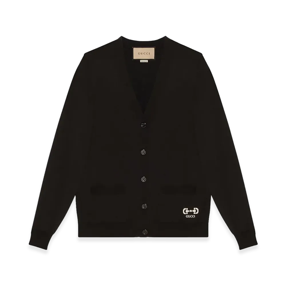GUCCI Women's Stretch Wool Blend Cardigan "Black"