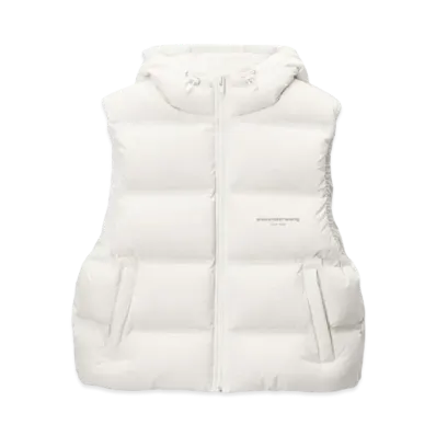 Alexander Wang Feather & Down Cropped Channel Vest "White"