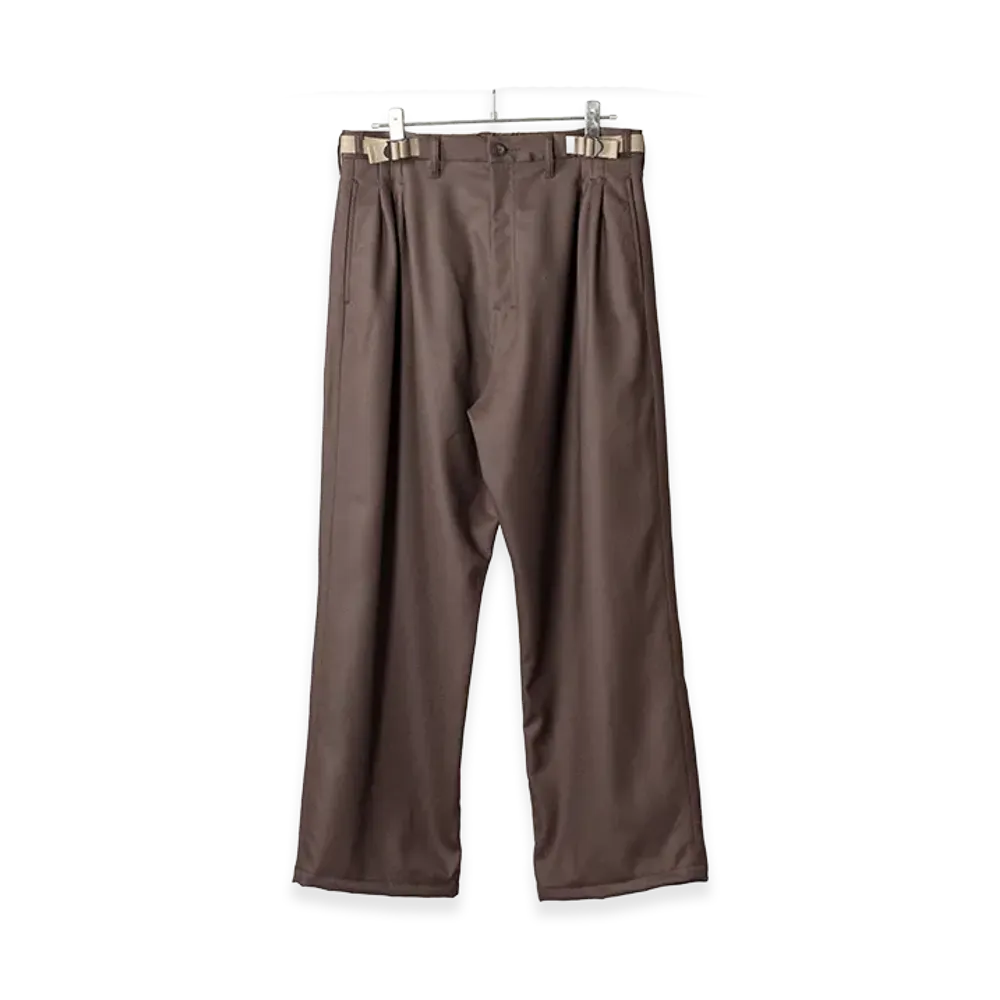 ANCELLM Belted Wool Slacks "Brown"