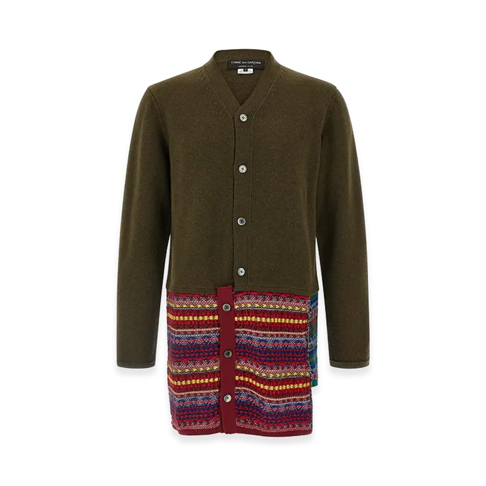 COMME des GARCONS HOMME Jacquard Insert Cardigan "Green/Multicolor"
