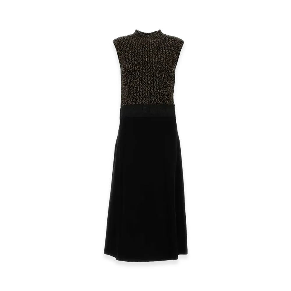 PRADA Women's Two-Tone Wool Blend Dress "Black"
