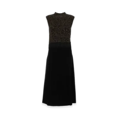PRADA Women's Two-Tone Wool Blend Dress "Black"