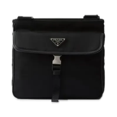 PRADA Re-Nylon x Saffiano Leather Shoulder Bag "Black"