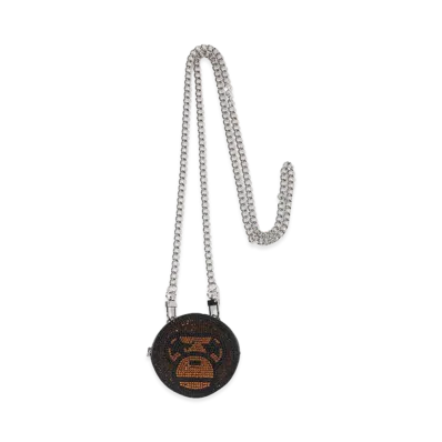 A BATHING APE Baby Milo Crystal Stone Mini Shoulder Bag "Black"