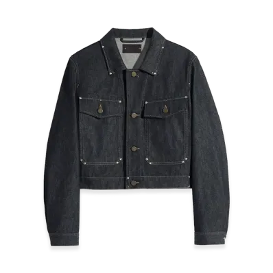LEMAIRE Women's Studded Denim Cropped Blouson "Slate"