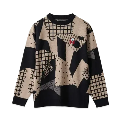 graniph x THE NIGHTMARE BEFORE CHRISTMAS Sally Washable Jacquard Knit "Black"