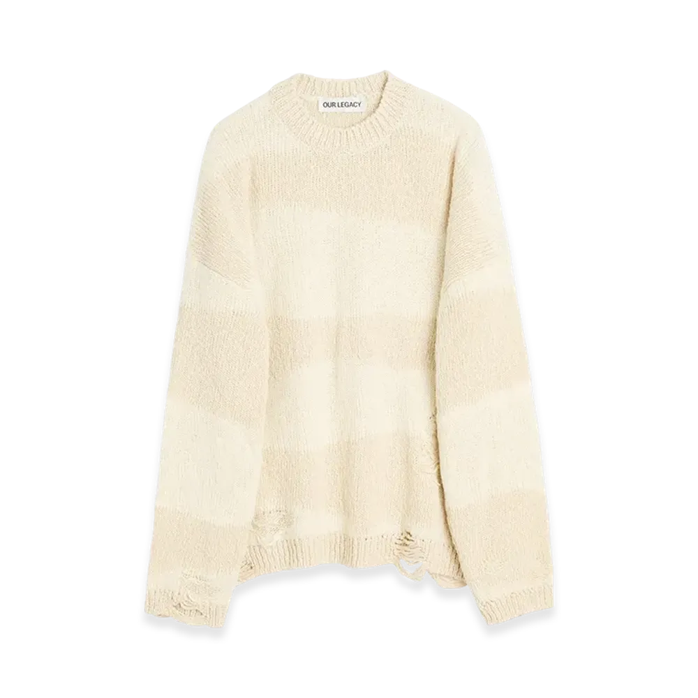 OUR LEGACY Popover Roundneck "White Destructive Wave"
