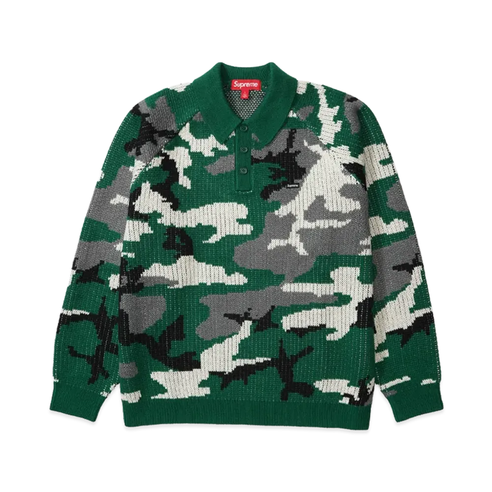 Supreme Small Box Polo Sweater (25FW) "Green Camo"