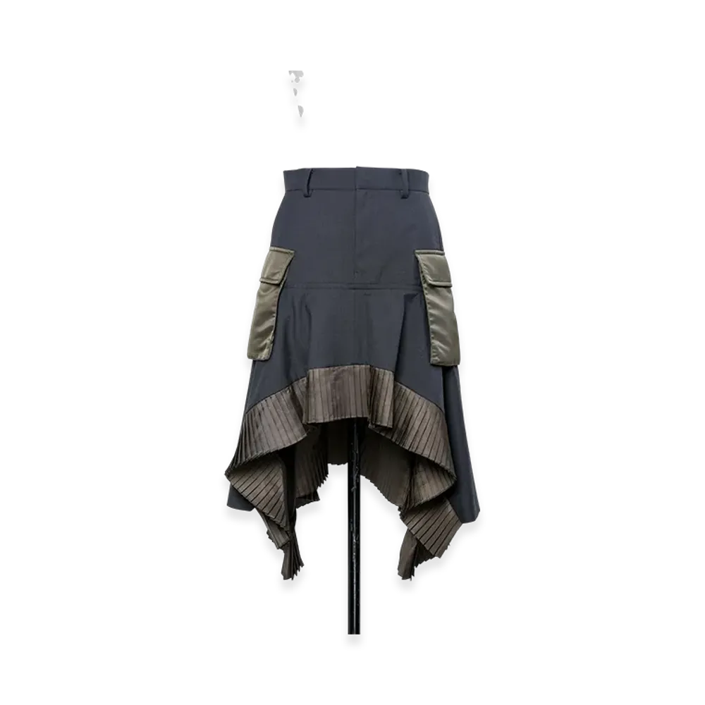 sacai Suiting x Nylon Twill Skirt "Gray/Dark Khaki"