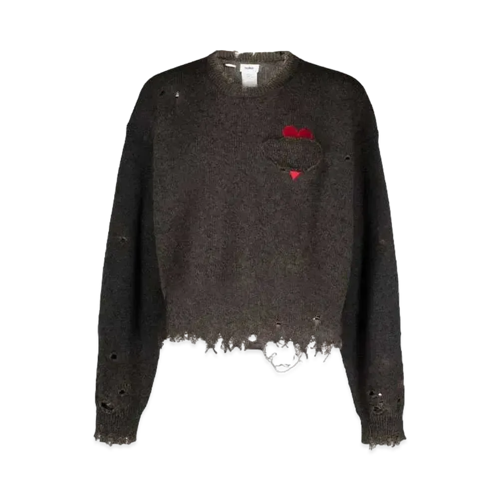 doublet Distressed Heart Patch Sweatshirt "Anthracite Grey"