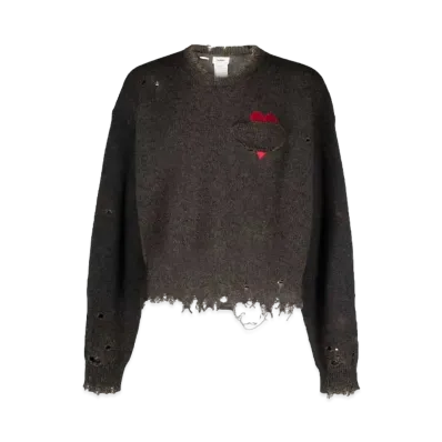 doublet Distressed Heart Patch Sweatshirt "Anthracite Grey"