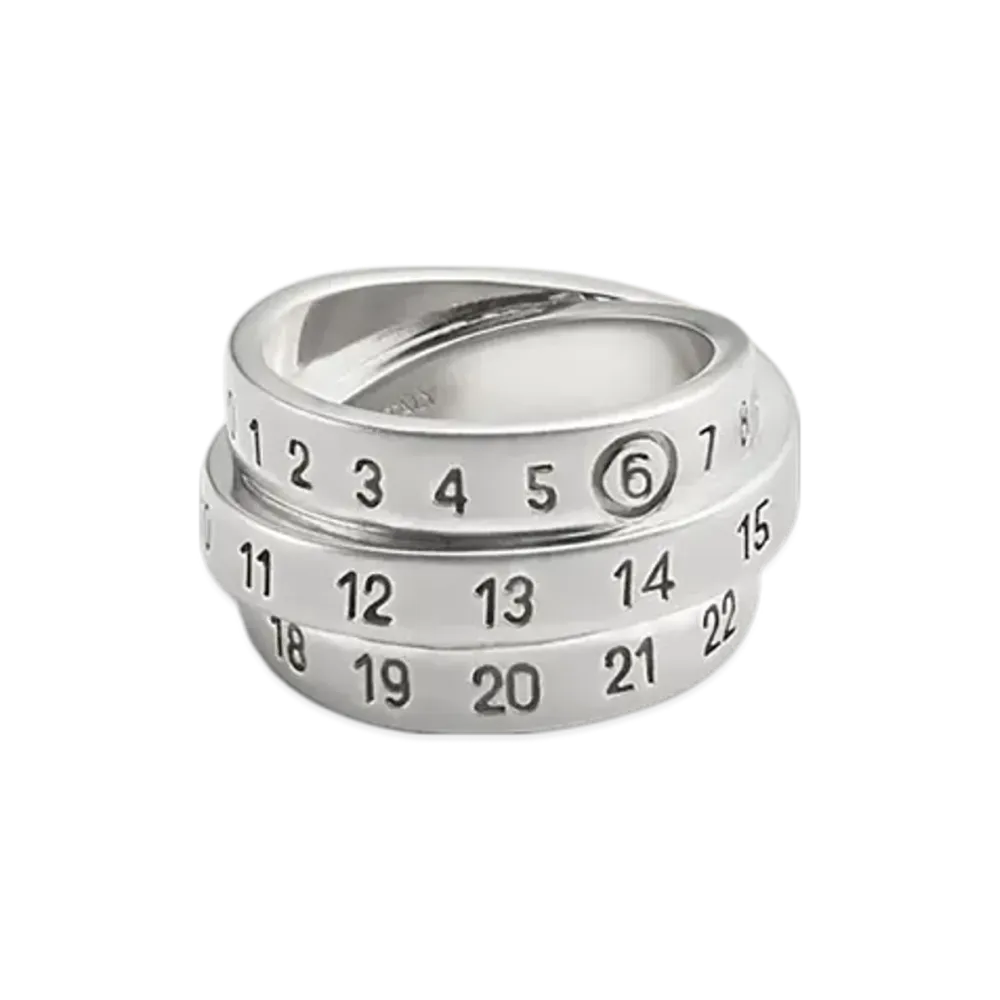 MM6 Maison Margiela Triple Logo Numeric Signature Ring "Silver"
