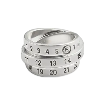 MM6 Maison Margiela Triple Logo Numeric Signature Ring "Silver"