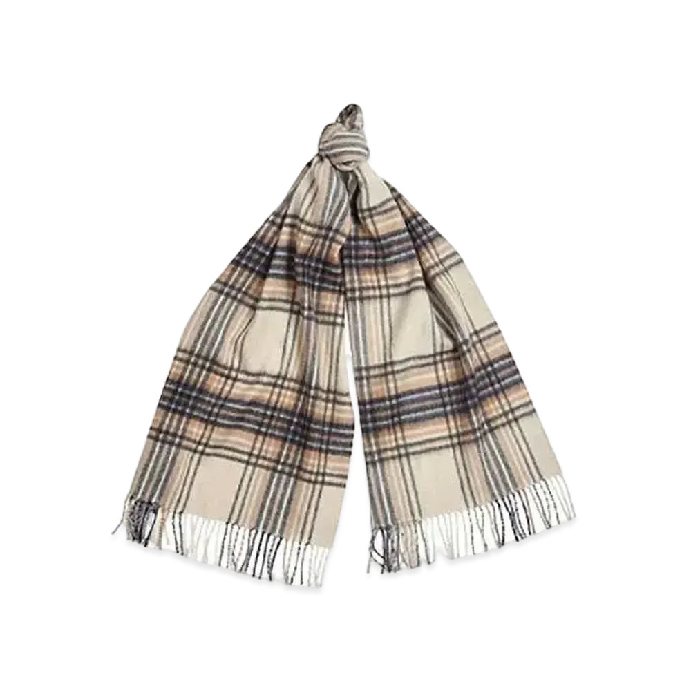 Barbour Lamb Wool Check Scarf "L Beige"