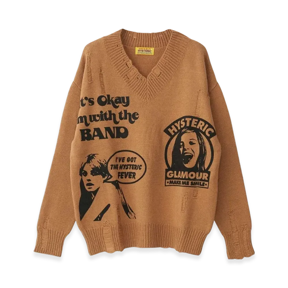 HYSTERIC GLAMOUR Hysteric Fever Crash Oversized Sweater "Beige"