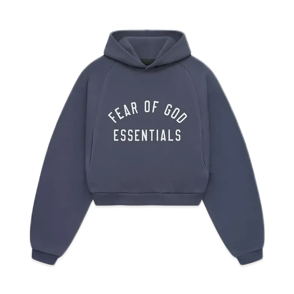 FEAR OF GOD Essentials Women's Fleece Cropped Hoodie "Marine"