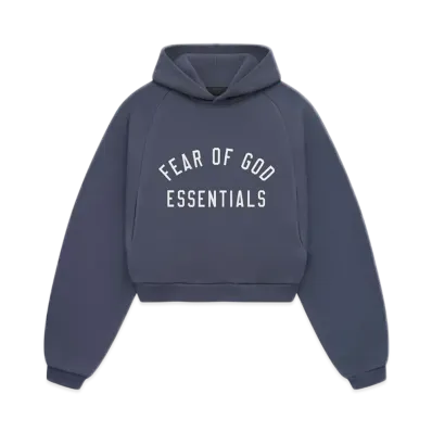 FEAR OF GOD Essentials Women's Fleece Cropped Hoodie "Marine"