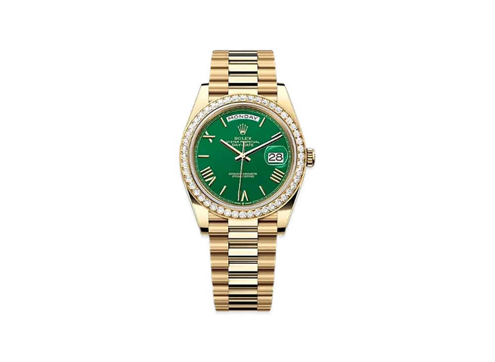 ROLEX Day-Date 40mm Yellow Gold Diamond 228348RBR "Green"