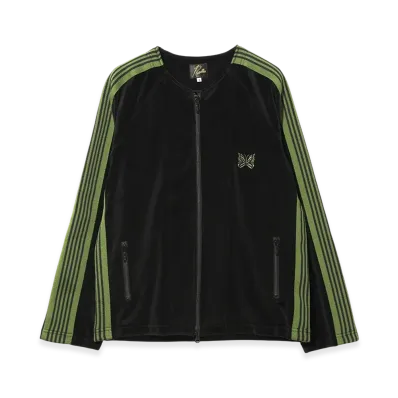 NEEDLES Zipped Track Cardigan - C/PE Velour "Black"