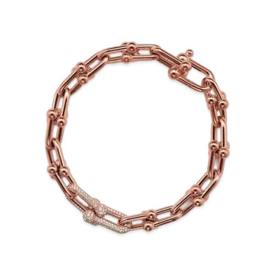 Tiffany & Co. Tiffany HardWear Medium Link Bracelet with Diamonds 18K "Rose Gold"