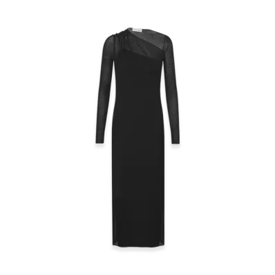 Dior Women's Technical Cotton Mesh Asymmetric Mid Length Dress "Black"
