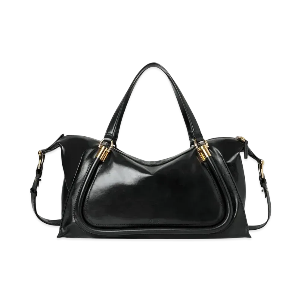 Chloe Paraty 24 Bag In Shiny Leather "Black"