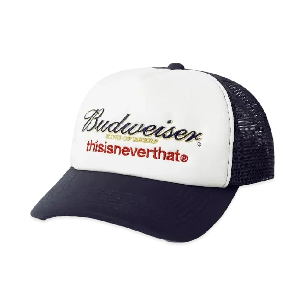 thisisneverthat x Budweiser TNT BUD Mesh Trucker Cap "Navy"