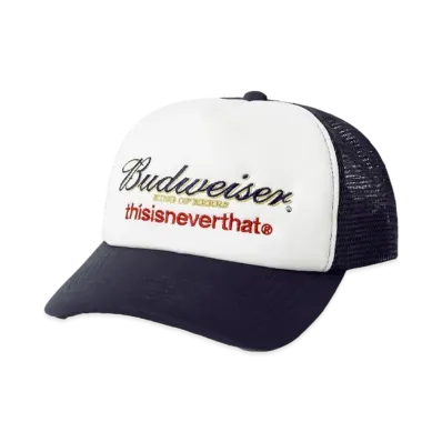 thisisneverthat x Budweiser TNT BUD Mesh Trucker Cap "Navy"