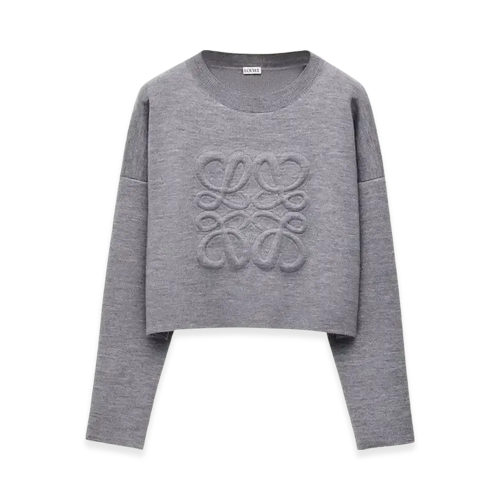 LOEWE Women's Anagram Sweater in Wool "Light Grey"