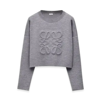 LOEWE Women's Anagram Sweater in Wool "Light Grey"