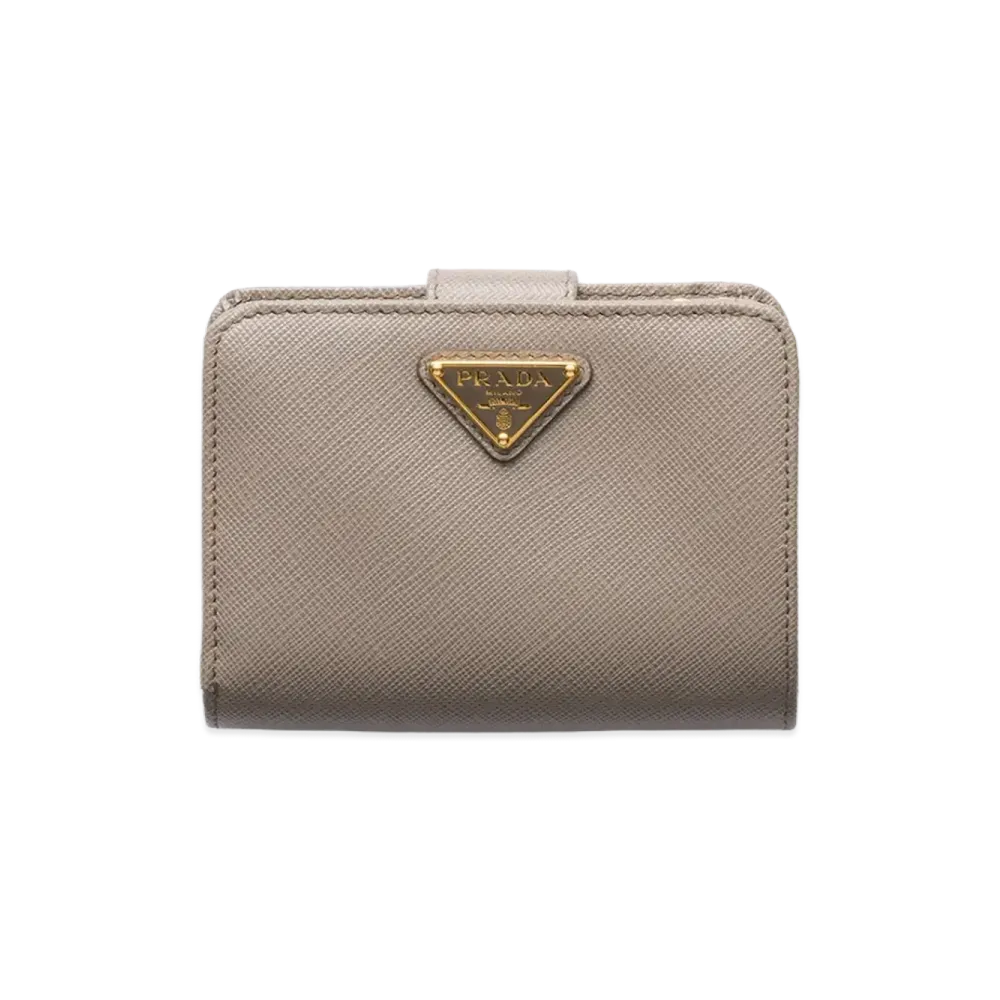 PRADA Saffiano Triangle Wallet "Clay Grey"