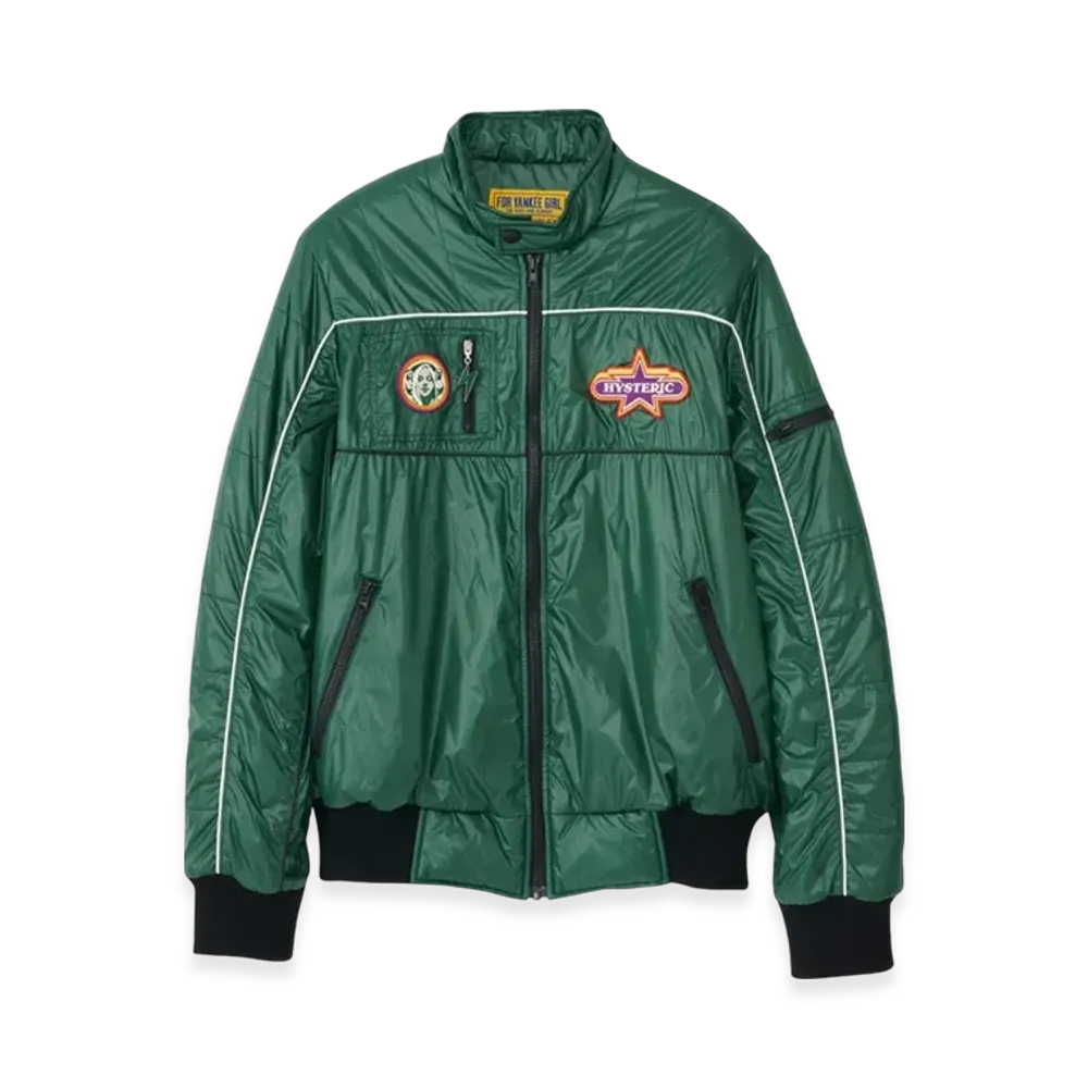 HYSTERIC GLAMOUR Glam Rock Emblem Stand Collar Blouson "Green"
