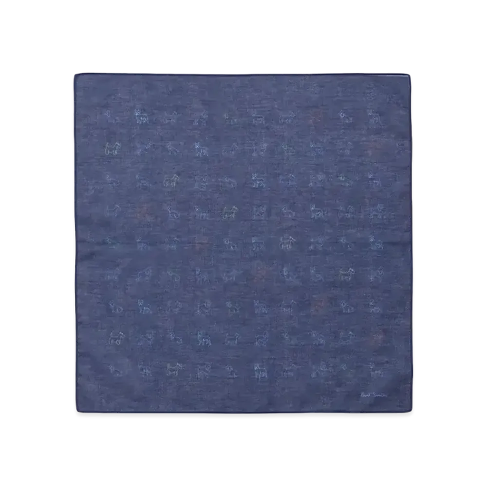 Paul Smith Sketch Dogs Handkerchief "Navy"