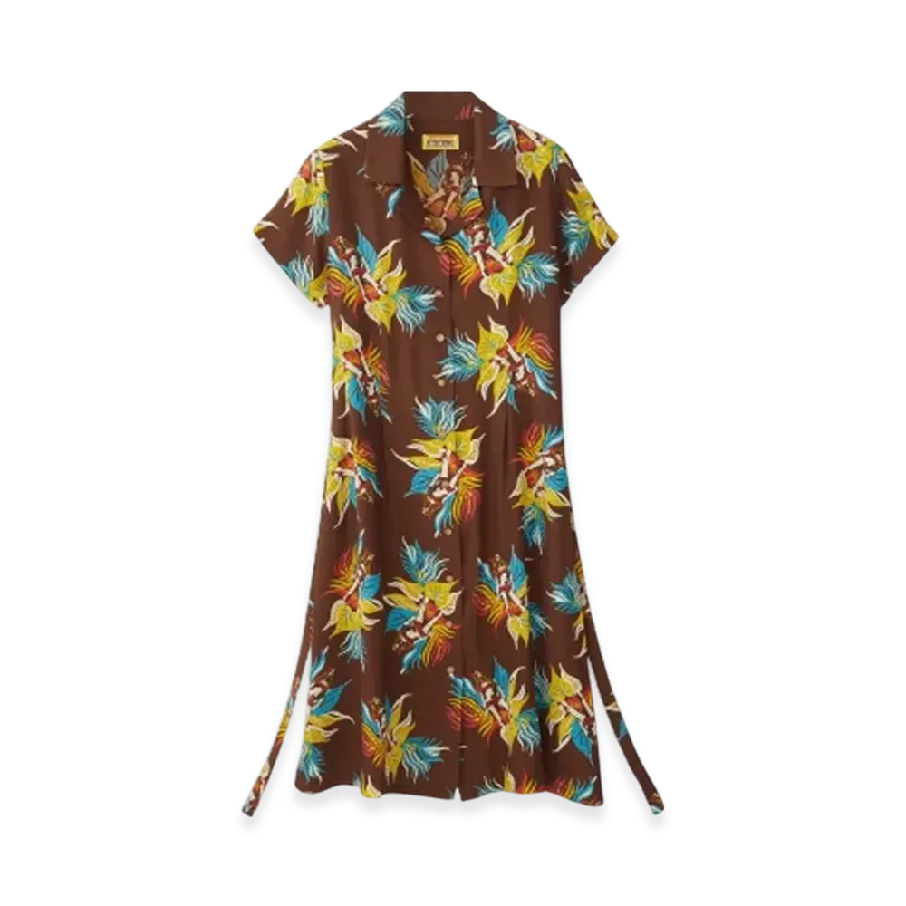 HYSTERIC GLAMOUR Tropic Ladyland Pattern Aloha Dress "Brown"