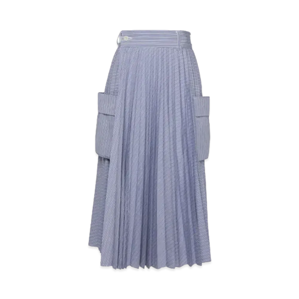 sacai Thomas Mason Cotton Poplin Skirt "Light Blue Stripes"
