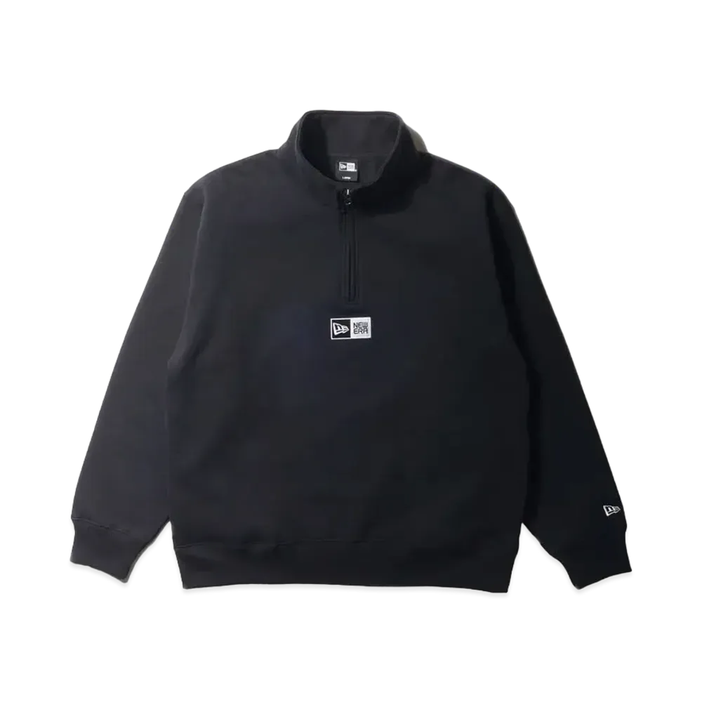 NEW ERA Fleece Oversized Sweat Half Zip Box Logo "Black"