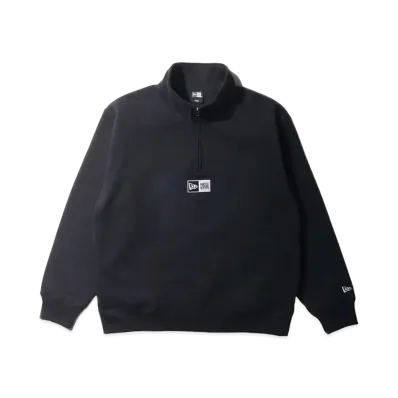 NEW ERA Fleece Oversized Sweat Half Zip Box Logo "Black"
