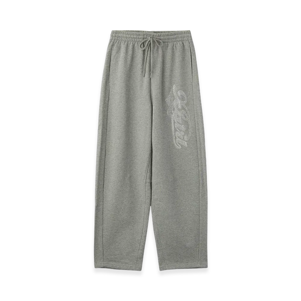 X-Girl Rhinestone Cursive Logo Sweat Pants "Ash"