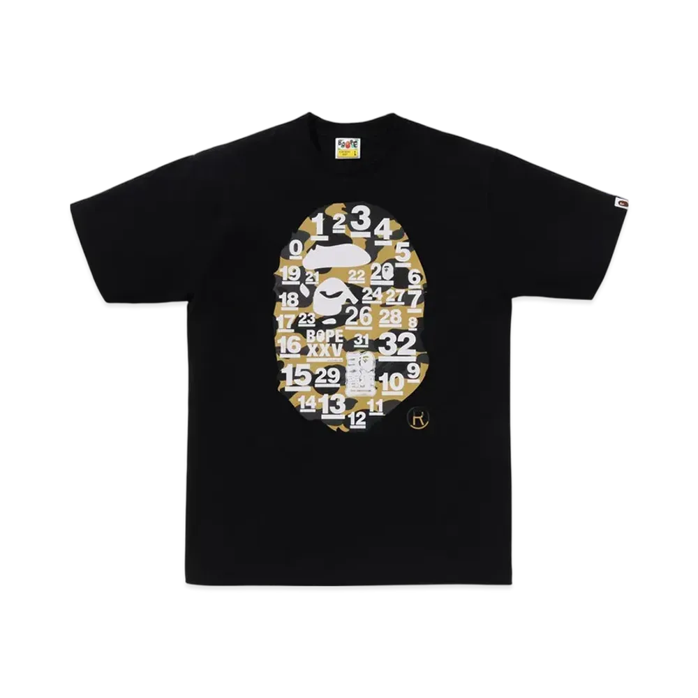 A BATHING APE 32ND Anniv. 1ST Camo Big Ape Head Tee "Black/Yellow"