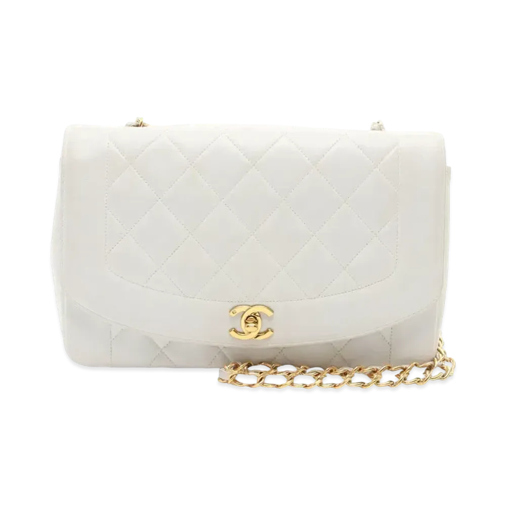CHANEL Lambskin Matelasse Diana "White"