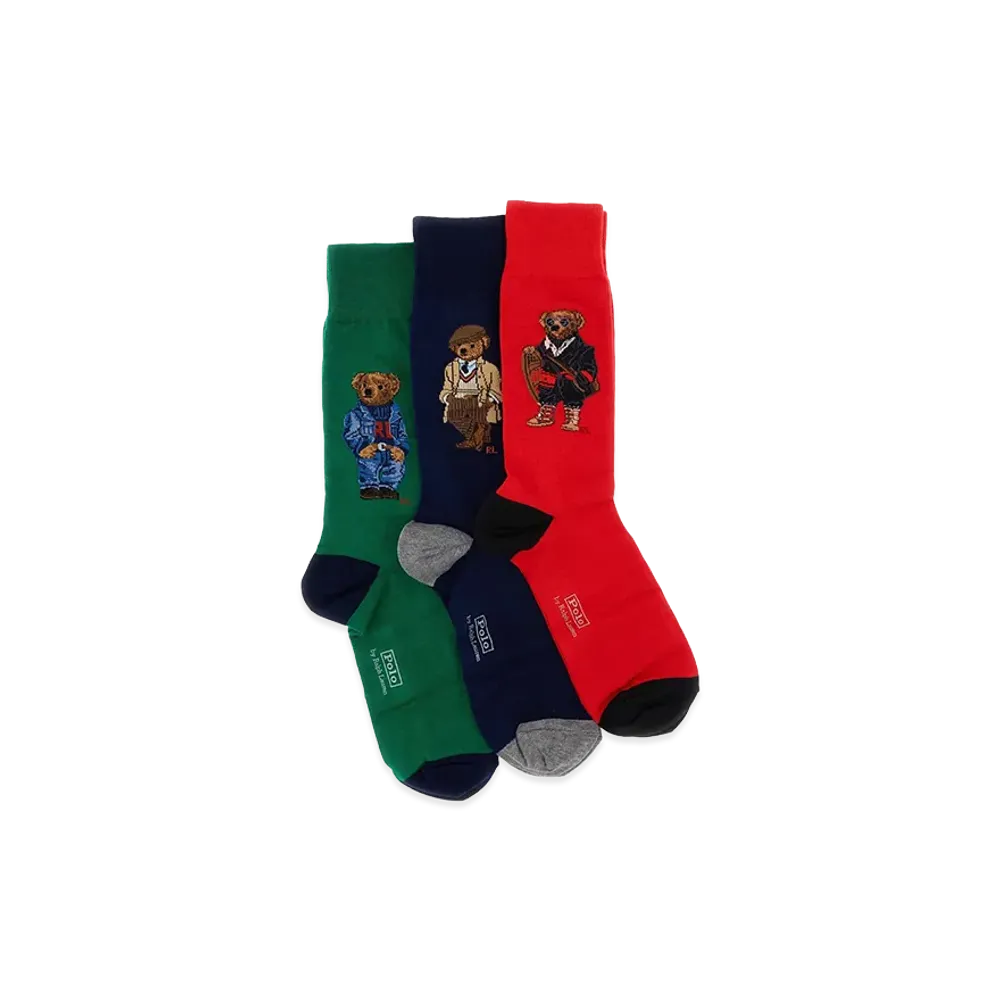 Polo Ralph Lauren Teddy Socks 3-Pack Gift Box "Green/Navy/Red"