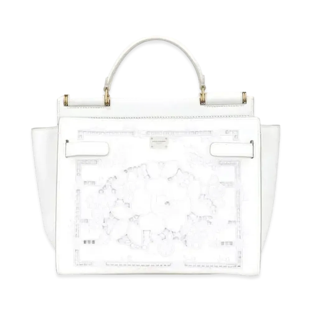 Dolce&Gabbana Sicily 62 Soft Bag Large Calfskin Embroidery "White"