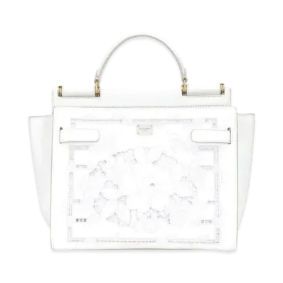 Dolce&Gabbana Sicily 62 Soft Bag Large Calfskin Embroidery "White"
