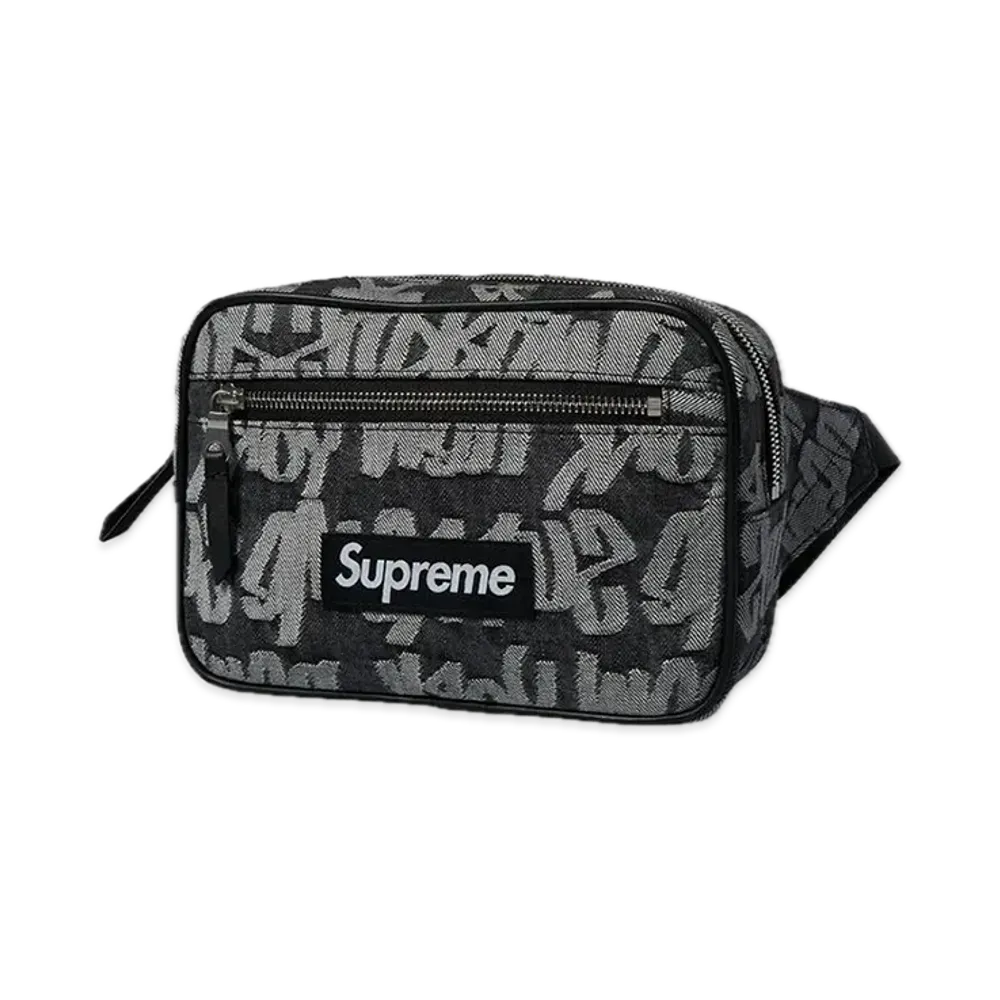 Supreme Fat Tip Jacquard Denim Waist Bag "Black"