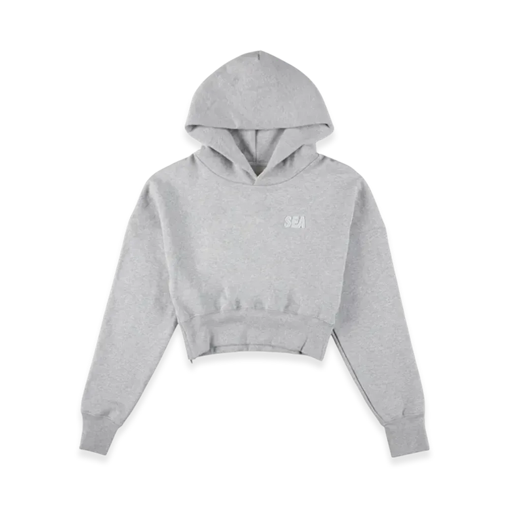 WIND AND SEA Cozy Cropped Hooded Sweatshirt "Heather Gray"