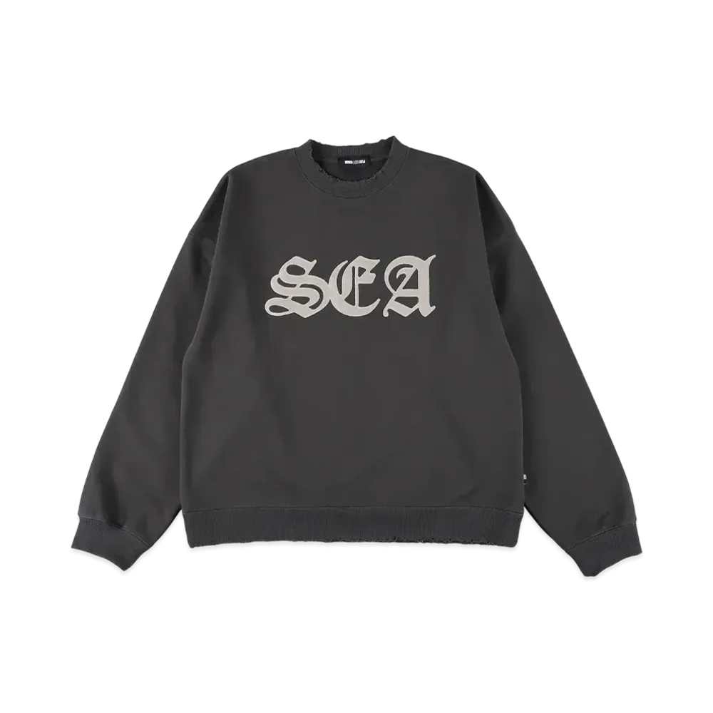 WIND AND SEA Leather Patch Sweatshirt "Black"