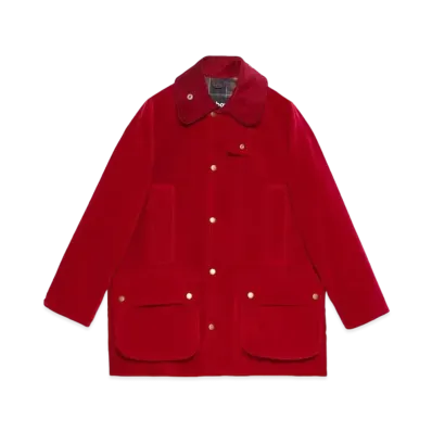 GUCCI Velvet Barbour Beaufort Jacket "Red"